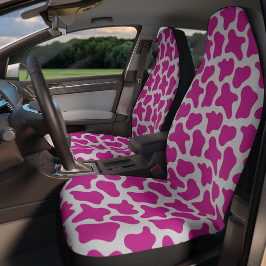 Cow Print Car Seat Covers / Pink Cow Print Seat Covers